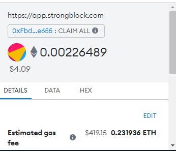I was hoping ETH gas fees would cost less because its at $1800 right now, I guess thats not the case... 😅
$420 in gas for a $4 transaction

#eth #crypto #strongblock #cryptonews