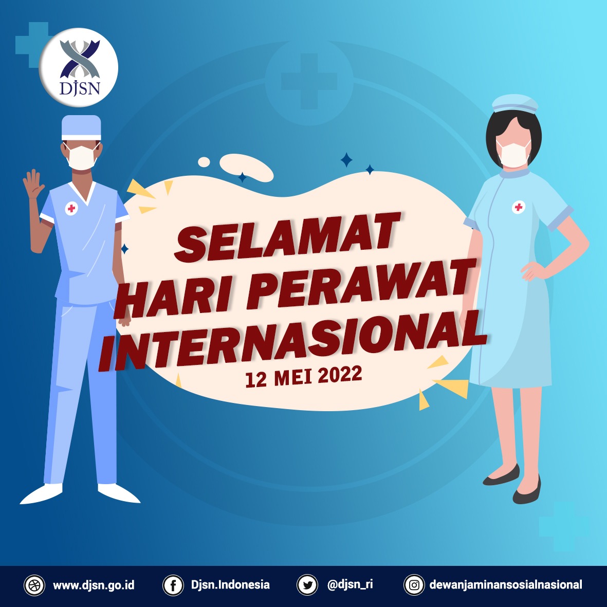 djsn_ri's tweet photo. Selamat Hari Perawat Internasional.
Tema tahun ini "Perawat: Suara untuk Memimpin - Berinvestasi dalam Keperawatan dan hormati hak untuk mengamankan kesehatan global".
#hariperawatInternasional #IND2022 #internasionalnursesday #DJSN https://t.co/QXkRdT79ER