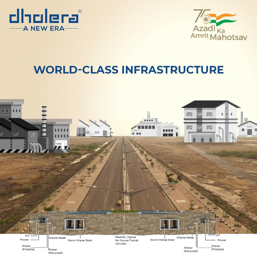 DholeraOfficial's tweet photo. A state-of-the-art, smart and sustainable infrastructure which is benchmarked against the best practices from around the world.

#Dholera is the first city in India where all utilities are below the ground level and planned considering the future needs of the city https://t.co/LoAHj0tERj