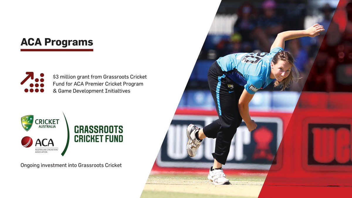 ACA Programs including the GamePlan Program, Player Development Program and the #GrassrootsCricketFund will continue.