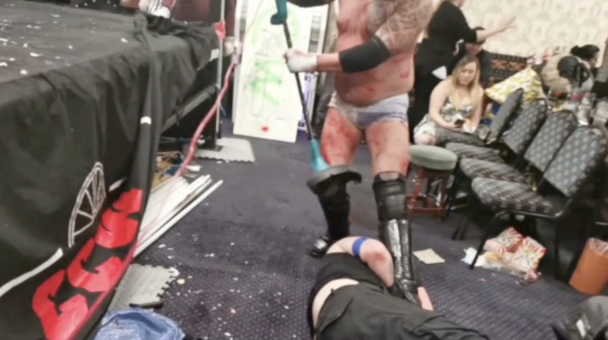 Wildest story I’ve done this year:

- Family friendly wrestling event ends with a surprise ‘death match’.
- Wrestlers fight using glass and garden tools. Blood all over.
- Police now looking into complaints.
- Promoter says it went down so well he’s planning more.