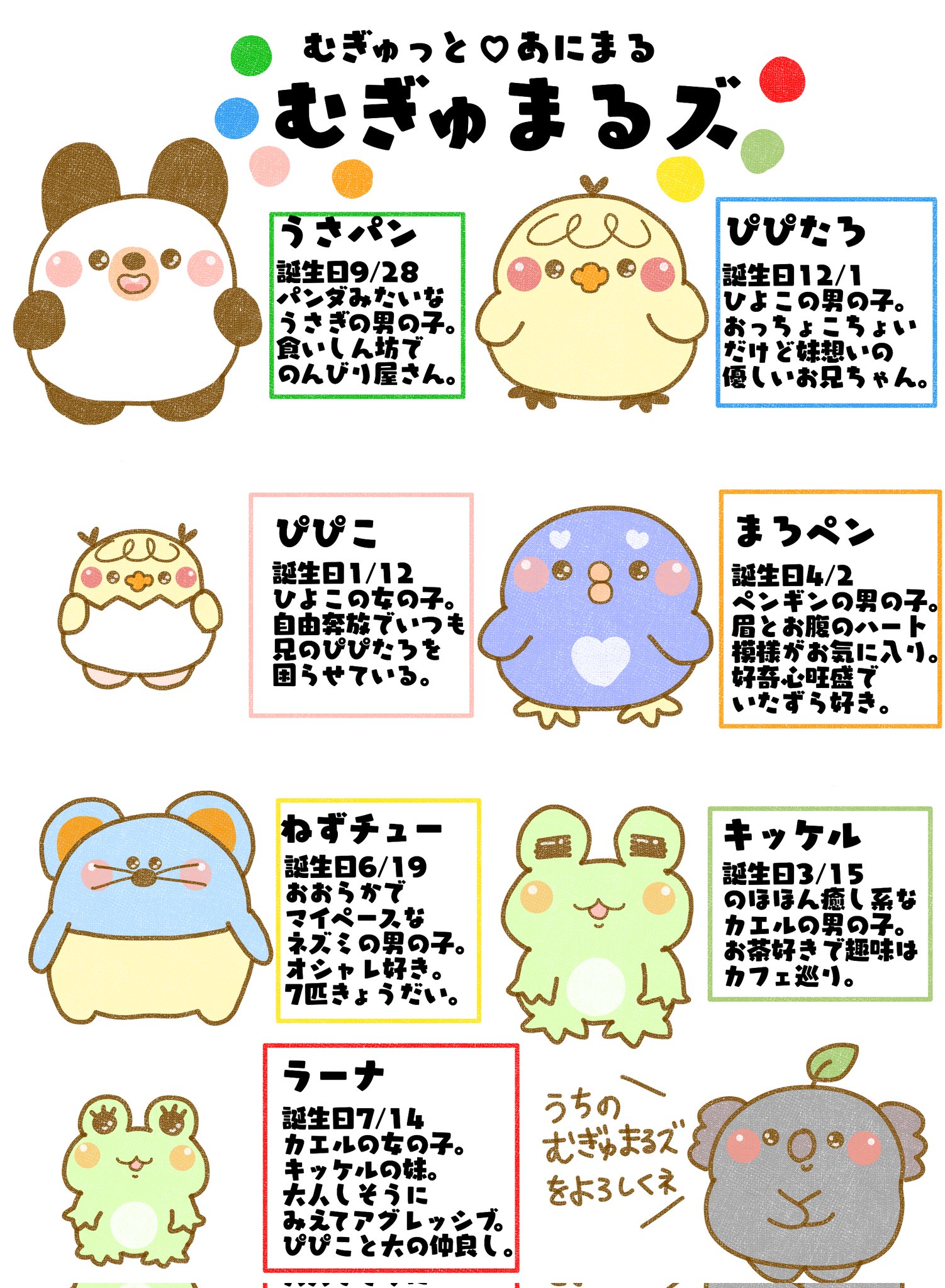 抹茶こあら むぎゅまるズ をゆるゆるっとご紹介 ᐢ ᴥ ᐢ よろしくお願いしまーす オリジナルキャラクター オリキャラ 創作イラスト イラスト ゆるいイラスト T Co Sucqpxxfql Twitter