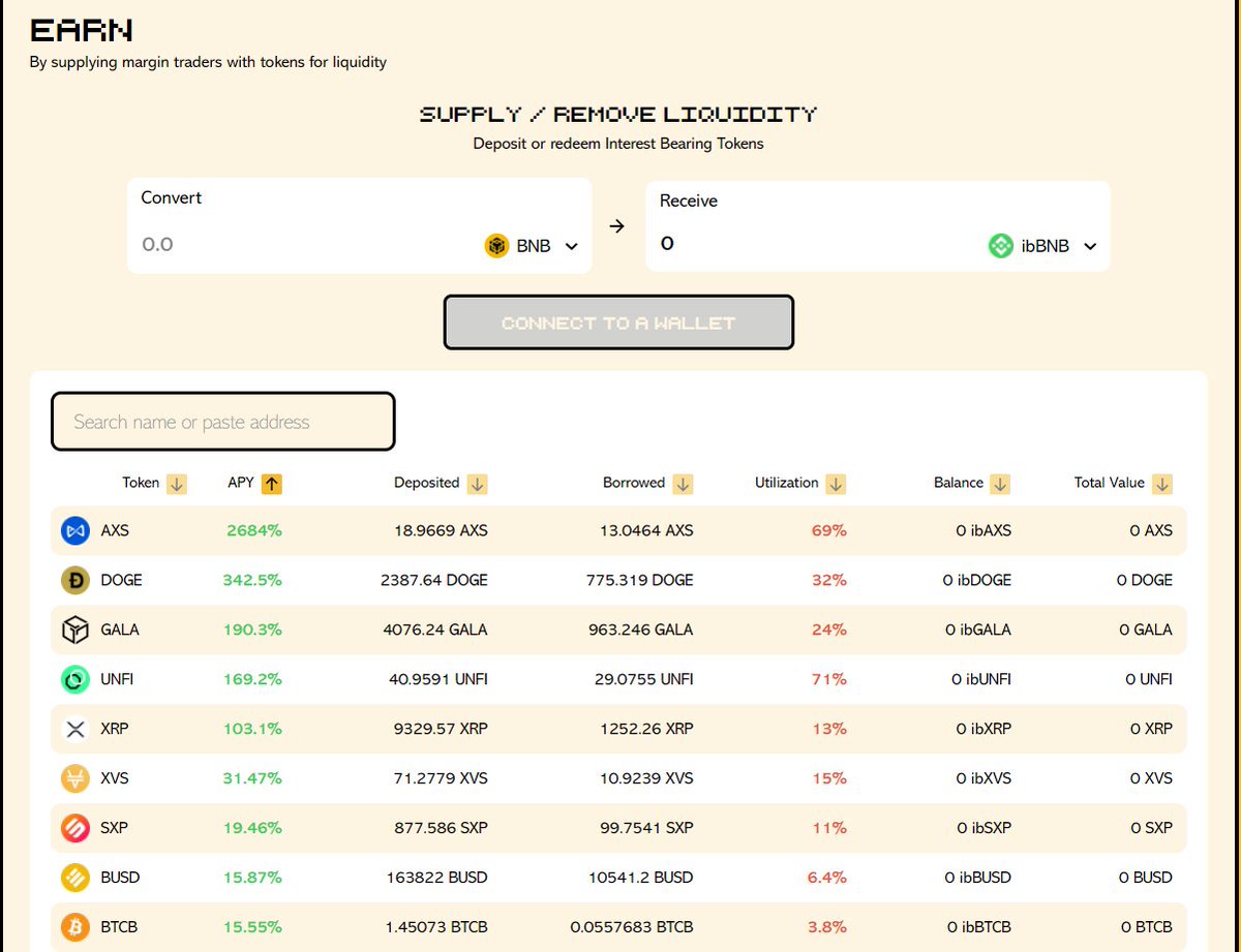 Wowswap_io's tweet image. 🔥Daily Alpha on #WOWswap on @BNBCHAIN 🔥

#AXS👉 2684%
#PCWS👉609%
#XRP👉356%
#DOGE👉342%

APY generated from lending to:
📈Long buyers
📉Short sellers

This is low-risk, capital deposited in our single token vaults. No Impermanent loss!

🤑Check earn: wowswap.io/earn