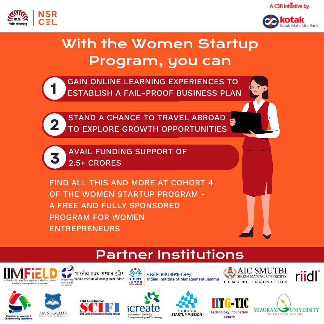 IIM_Vizag's tweet photo. IIMV-FIELD,  in collaboration with #NSRCEL, invites applications from aspiring #women #entrepreneurs for the Women #Startup Program. Deadline:15 May 2022
Apply at https://t.co/XgsstYRKFZ. 
#IIMVisakhapatnam #TheSunriseIIM #IIMV  #IIMVFIELD #Entrepreneurship #Applications https://t.co/UGxwrnzHwq