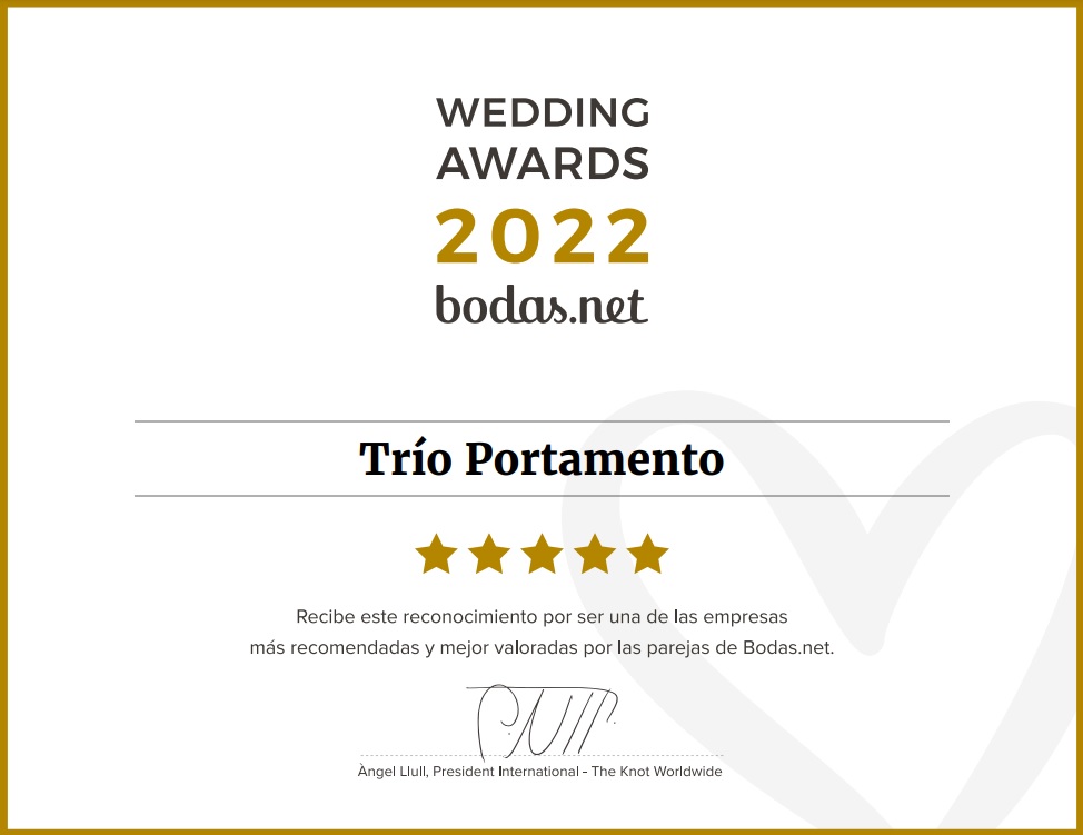 TrioPortamento's tweet photo. 🏆 Wedding Awards 2022.
👑 Reconocimiento de @bodasnet por ser una de las empresas más recomendadas y mejor valoradas por las parejas. 
🤗 Seguimos trabajando... ¡GRACIAS! https://t.co/EtngXryyuQ