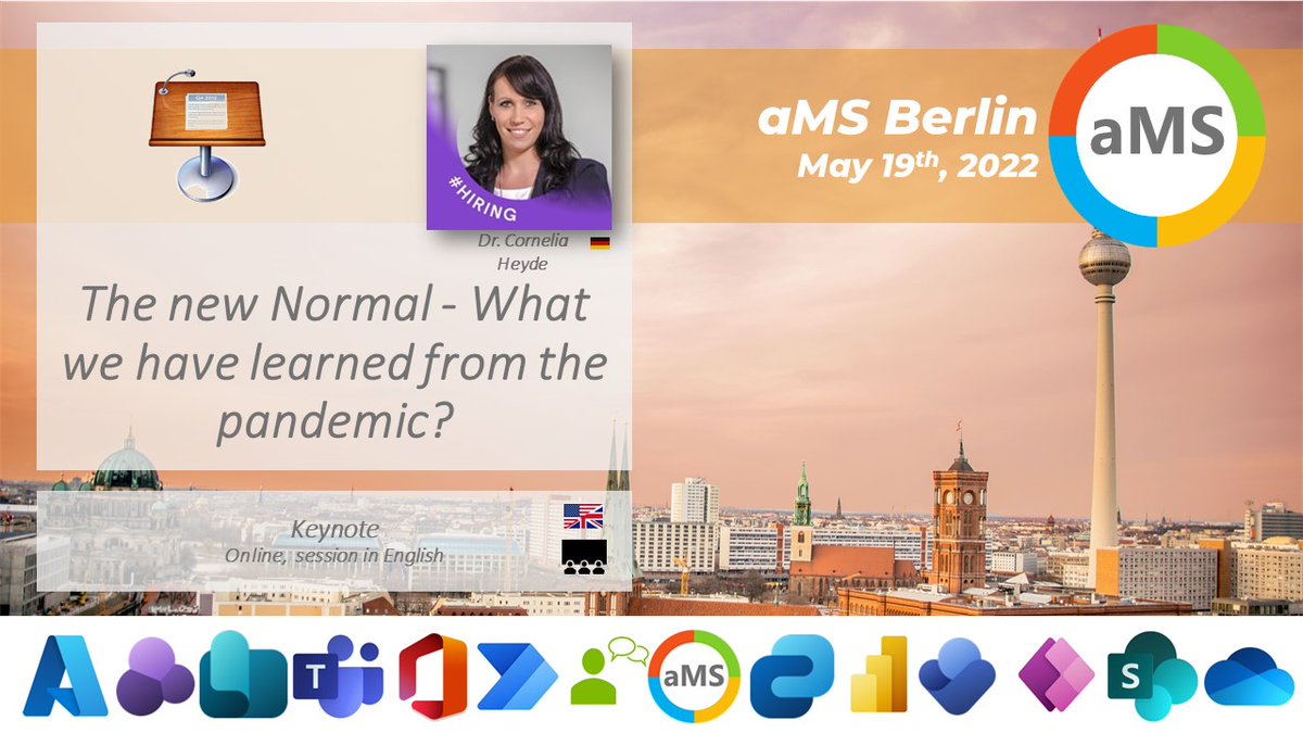 aMSBerlinConf's tweet photo. She works for #Microsoft. And she has said "YES". To my question about...Do You want to give the keynote at #aMSBerlin? @CorneliaHeyde will talk about "The new Normal-What we have learned from the pandemic?" You Have to register to listen: https://t.co/jJSCdnSIC9 #Microsoft365 https://t.co/errMzUWybV