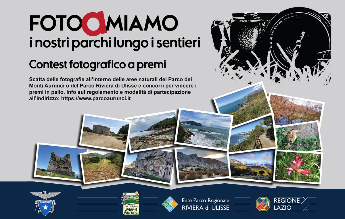 Il #ParcoRegionaleRivieraDiUlisse e il #ParcoRegionaleMontiAurunci lanciano “FotoAmiamo i nostri parchi lungo i sentieri” 📷, un concorso fotografico a premi (in denaro).
Info: parchilazio.it/rivieradiuliss…

#Formia #Gaeta #Minturno #Scauri #Sperlonga #Parchilazio #viviparchidelazio