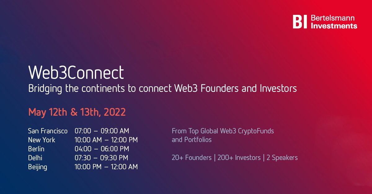 web3connectbi's tweet photo. On May 12th &amp; 13th, our Web3Connect Global Demo Day will be held online. We hope the event could bridge the continents to connect Web3 Founders and Investors. More details are shown in the picture below. The result and review will be announced here. Stay tuned! https://t.co/g1ZcgyuOdG