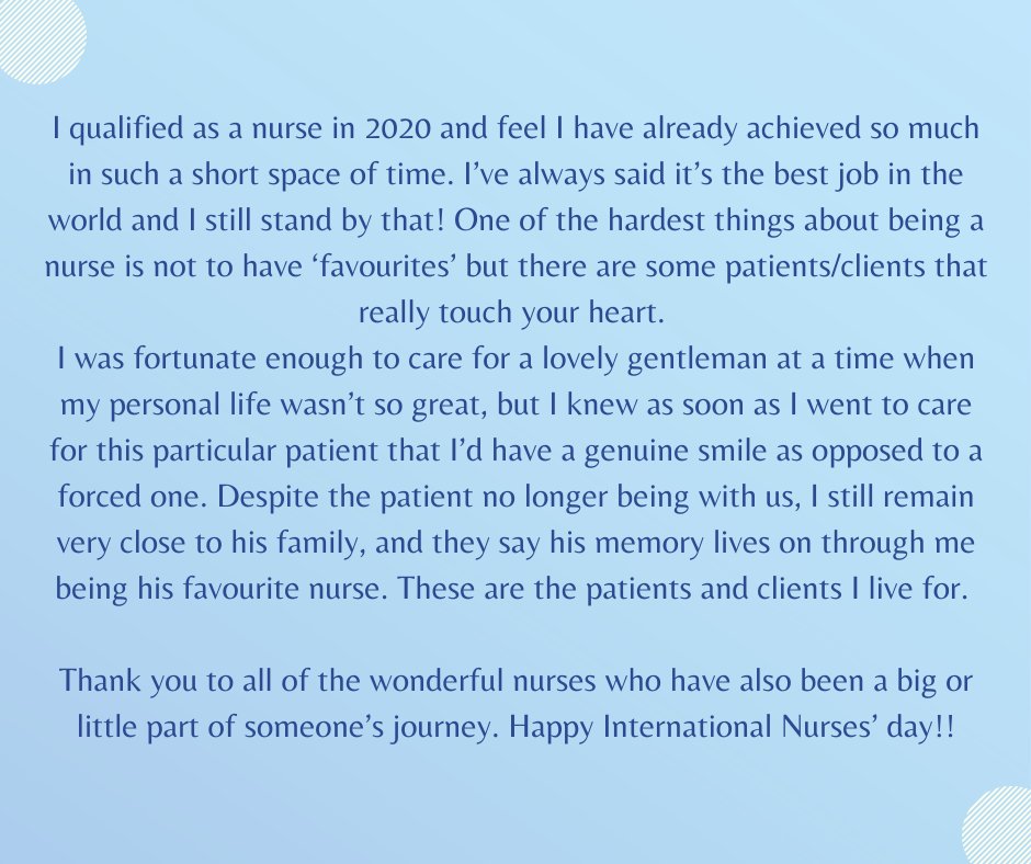 We wish all the amazing, brave, kind and compassionate nurses around the world a Happy International Nurses' Day.
We are taking part in <a href="/theRCN/">The RCN</a>'s campaign by sharing stories showcasing the very #BestOfNursing.

Our Clinical care Manager - Jodi Oakey shares her nursing story.