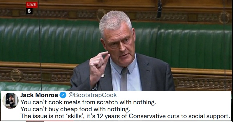 ThePoke's tweet photo. Jack Monroe (@BootstrapCook)  comprehensively debunked a Tory MP’s claim that people use food banks because they can’t cook or budget.
https://t.co/qs61kCgnq1 https://t.co/MPI1A32Tsv