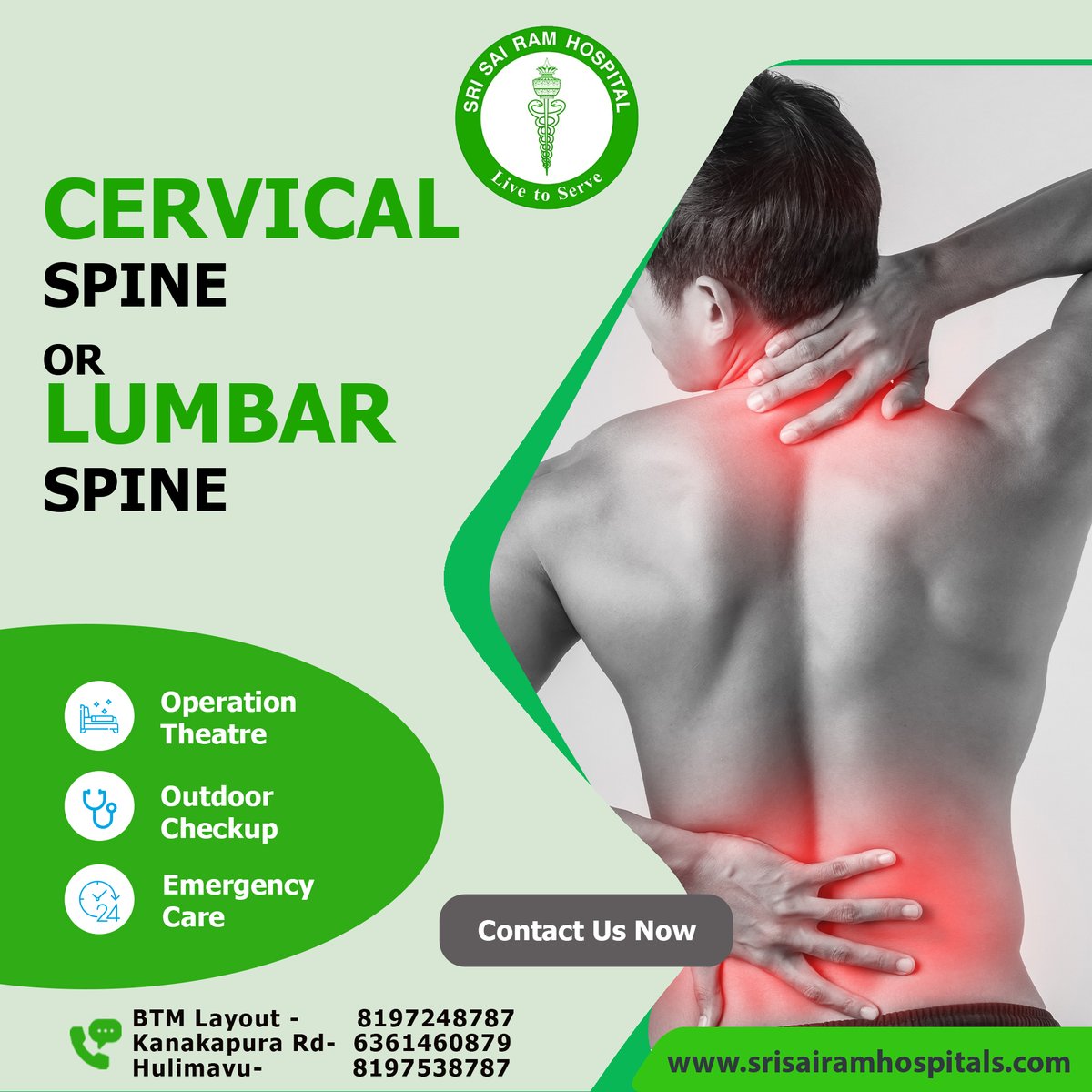 SrisairamHosp's tweet photo. We Treat Neuro and Spine problems with the best in class team of doctors at our hospitals at Affordable Prices, Easy Payment Options and post operative care.

Call Us Now

BTM: 91 8197248787
Kanakpura road : 91 6361460879
Hulimavu : 91 8197538787 

#neurosurgery #spinesurgery https://t.co/U5Htludsi5