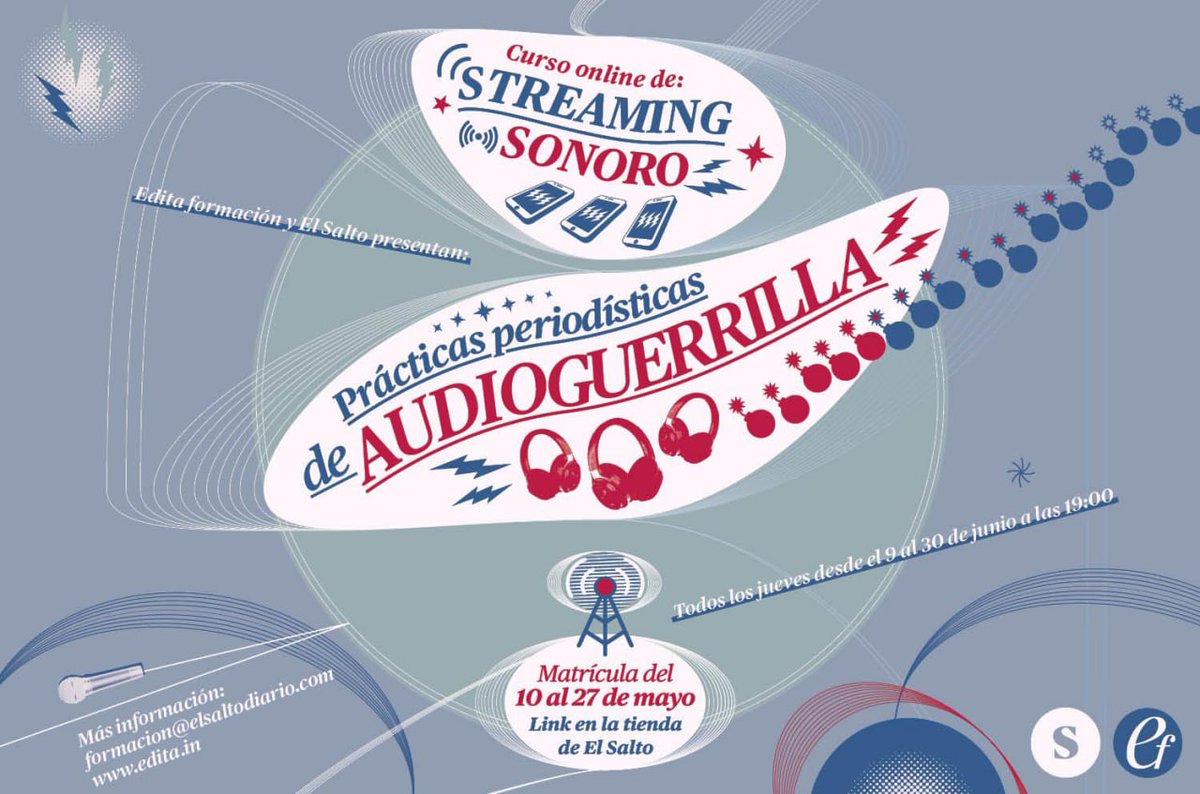 Alerta guerrillas!!!

Curso online de "Streaming sonoro: prácticas periodísticas de Audio Guerrilla" por <a href="/ElSaltoDiario/">El Salto</a> 

Matrícula abierta hasta el 27 de mayo. Plazas limitadas.

Más info:

elsaltodiario.com/salto-de-carro…