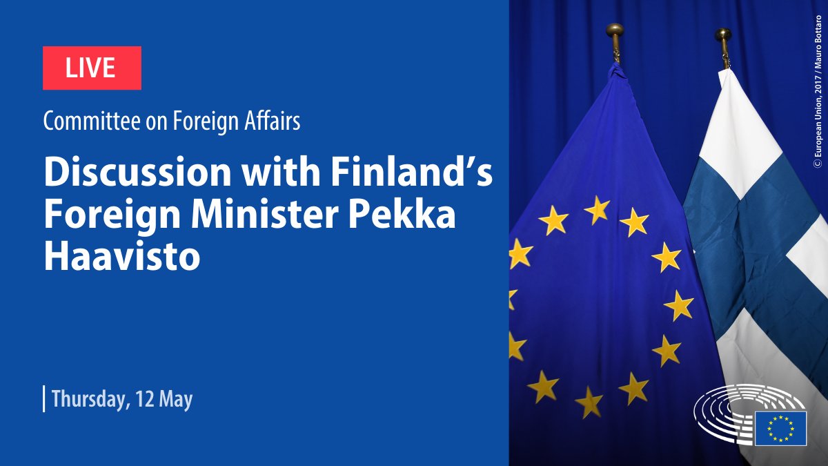 EP_ForeignAff's tweet photo. ๐ Starting at 09.00 CEST: Finnish Foreign Affairs Minister @Haavisto will join @EP_ForeignAff for a debate on Russia's invasion of Ukraine, European security challenges, NATO and more.
๐ด ๐ฝ๏ธ Follow live ๐ https://t.co/aRljI44Cr9 https://t.co/FSlP3ApIn4
