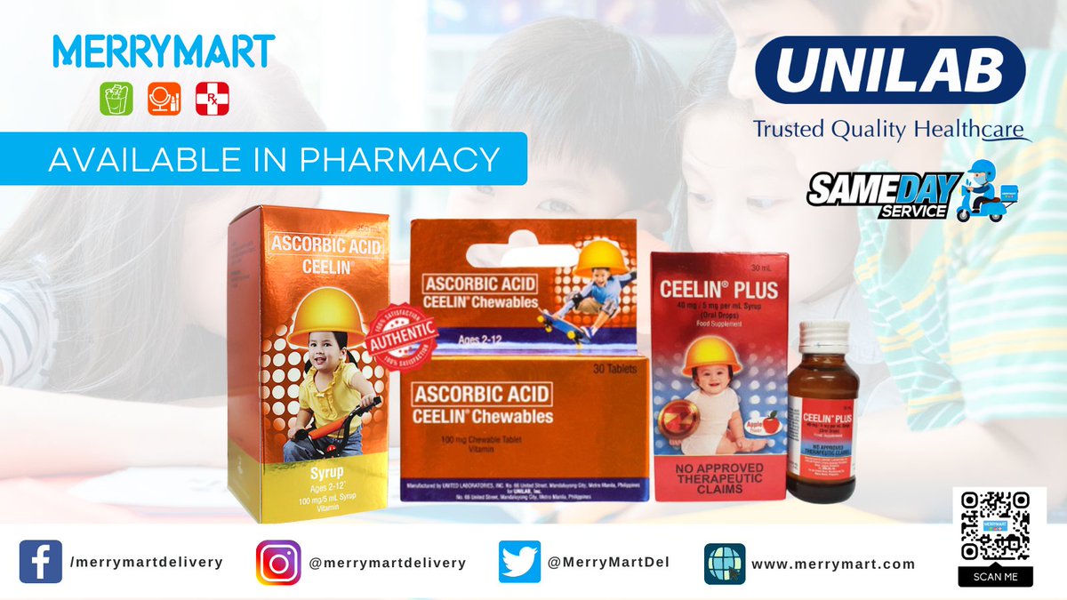 MerryMartDel's tweet photo. When it comes to boosting the immune system of your kids for their protection from sickness - check out #Unilab's #CEELINE. You may purchase this product online at https://t.co/PWdwevWN7V. Merry Shopping!

#unilab #ceeline #vitamins #merrymartpharmacy #merrymartgrocert https://t.co/IVT1vmr04w