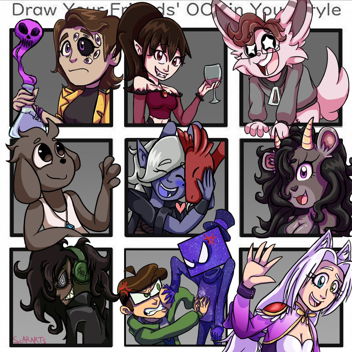 Scar_Arts's tweet photo. Friends and mutuals

@spoopydreamland 
@Mapachin_AZ 
@Noarustar 
@Okasunietsu 
@Mary_RedHeart <3
@Endereyescat 
@RoosterFoots 
@SilverGear17 
Maho (she doesnt have twitter) https://t.co/0BBMMCfHiB