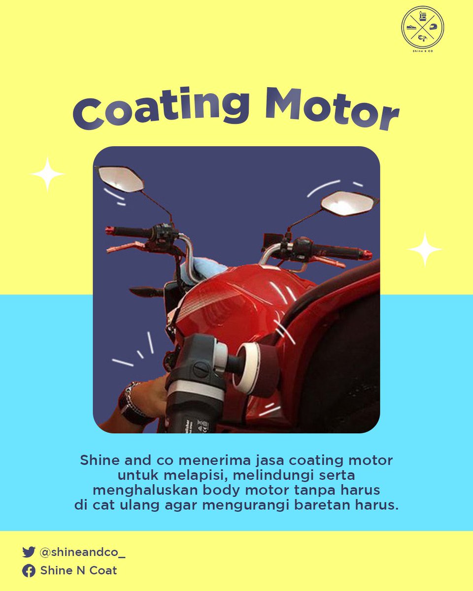 shineandco_'s tweet photo. Halo sobat Shine and co👋🏻
Kalian udah pada tau belum apa itu coating?
Buat yang belum tau, jangan lupa baca informasi diatas!!
Bukan cuma buat motor kok, tapi helm juga bisa.. buat yang mau order langsung dm aja yaa!!
#shinewithus https://t.co/SAibbxoGPP