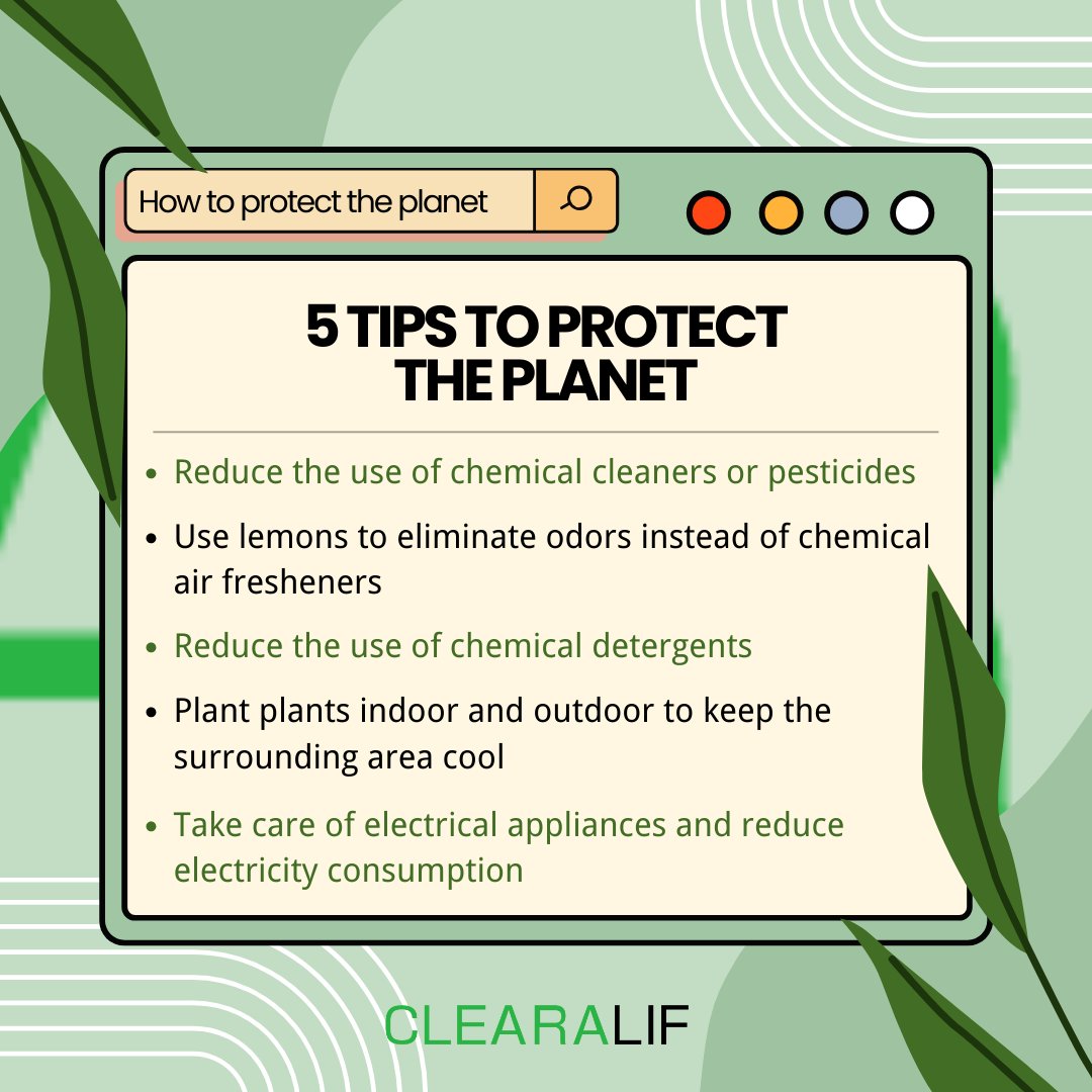clearalif's tweet image. 3 Tips to Protect the Planet🌎
1. Reduce the use of chemical cleaners &amp;amp; pesticides
2. Use lemons to eliminate odors instead of chemical air fresheners
3. Reduce the use of chemical detergents
#clearalifofficial #ecofriendly #Sustainable #zerowaste #environment #Earth #nature
