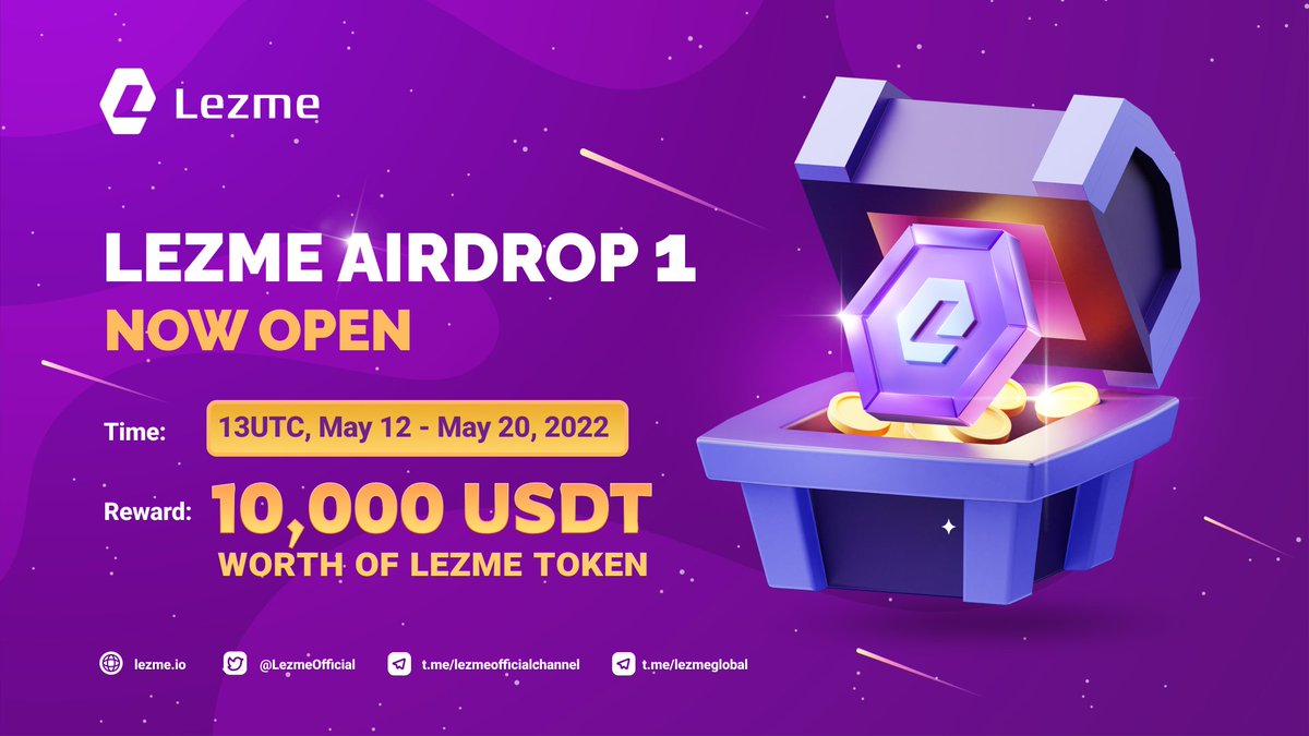 @LezmeOfficial (@lezmeofficial) on Twitter photo 📣#Lezme #airdrop is live now!
🎉Total for airdrop: $10,000 worth of LEZME
👉Use our airdrop bot in Telegram: t.me/Lezme_bot
🗓 Airdrop End: 20th May
🗓 Airdrop Distribution: within a week after TGE <a href="/airdropinspect/">Airdrop Inspector</a> 📣#Lezme #airdrop is live now!
🎉Total for airdrop: $10,000 worth of LEZME
👉Use our airdrop bot in Telegram: t.me/Lezme_bot
🗓 Airdrop End: 20th May
🗓 Airdrop Distribution: within a week after TGE <a href="/airdropinspect/">Airdrop Inspector</a>