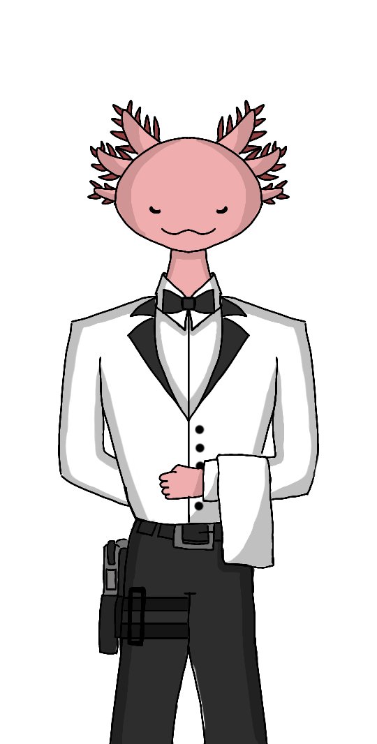 Ilyasarh's tweet photo. @Neytiirix Not really a good character but im proud if it :)

His name is axie
He is a humanoid axolotl working as a waiter/hitman (he can do both) in a powerfull secret organisation. He can be a cold blooded murderer, but also he can be a really nice gentleman when he is not working https://t.co/vtiQXBlraW
