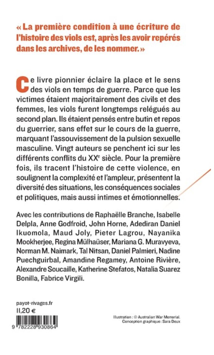 flr_louis's tweet photo. Raphaëlle Branche et Fabrice Virgili (dir.) - Viols en temps de guerre à paraître en juin chez Payot https://t.co/Gi2zeDMvtK