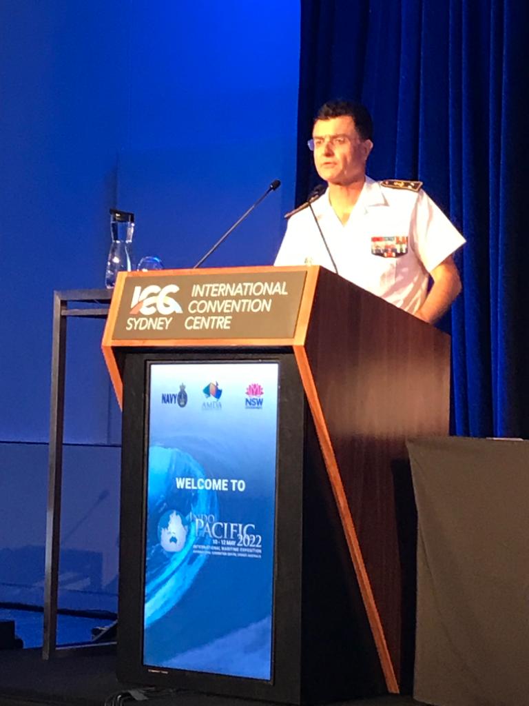 CPP_FAPF's tweet photo. #SeaPowerConference: representing @admiralVandier, ALPACI presented France's vision in #IndoPacific to an audience of over 1,000 political, military and business leaders. https://t.co/MEX7C9OoR9