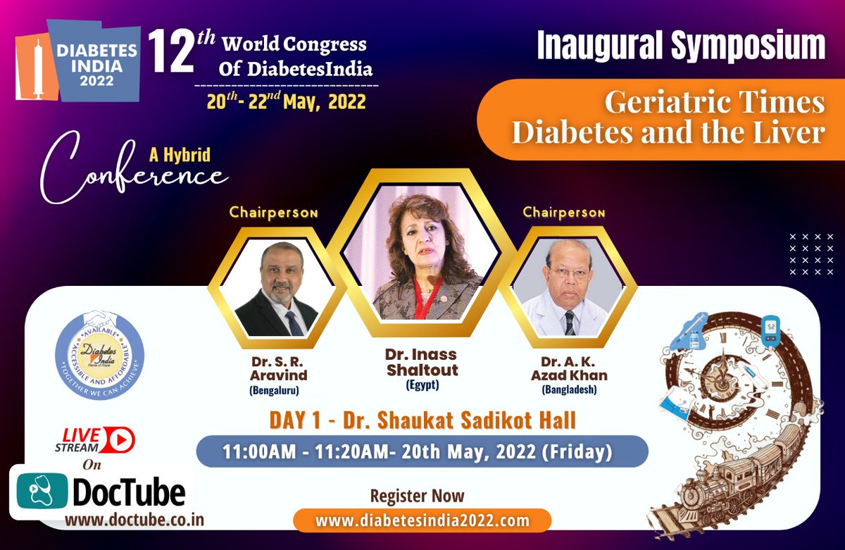 diaindiatrust's tweet photo. DAY 1 - Dr. Shaukat Sadikot Hall: 
Spotlight: Dr. Inass Shaltout (Egypt) will speak on Geriatric Times Diabetes and the Liver
Register Your Self for DiabetesIndia 2022
Click Here: https://t.co/WFPwX6DhWy
#Diabeteindia2022 #DIconference #diabetes 
@banshisaboo @Inassfm @dramitaol https://t.co/Px69kYDTFJ