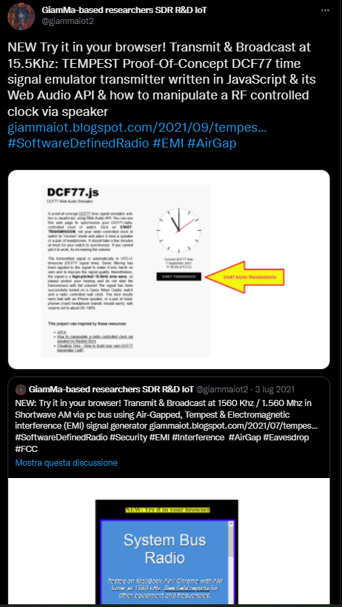 giammaiot2's tweet photo. Transmit & Broadcast Various Radio Clock Signal
WWV CHU RWM BPM DCF77 WWVB JJY MSF
HF Time Radio
This application simulates various clock radio stations that transmit on HF (WWV CHU RWM BPM)
https://t.co/VLlVJ6Mx7C
&
https://t.co/x4r8NigLsO
#SoftwareDefinedRadio #Time #Signal https://t.co/UH8fKkAxML
