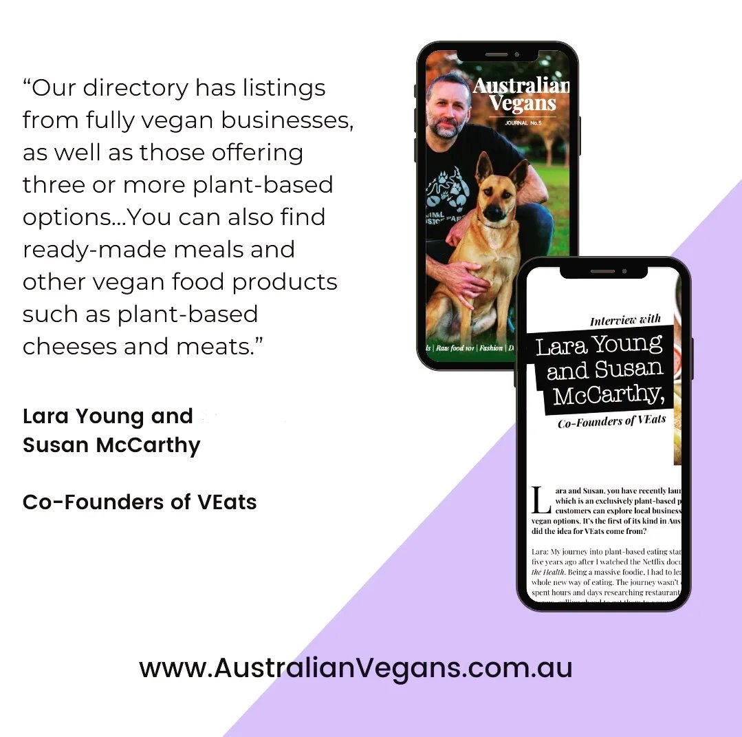 KorySherland's tweet photo. Thank you to Lara Young and Susan McCarthy from VEats  for your interview for Australian Vegans Journal vol. 5. 

Read the full interview at https://t.co/tyBYYBz9HN

Pre-order printed copies at https://t.co/lh6vFoB4ew

#vegan #veganism #australianvegans https://t.co/9YpHZsUyVr