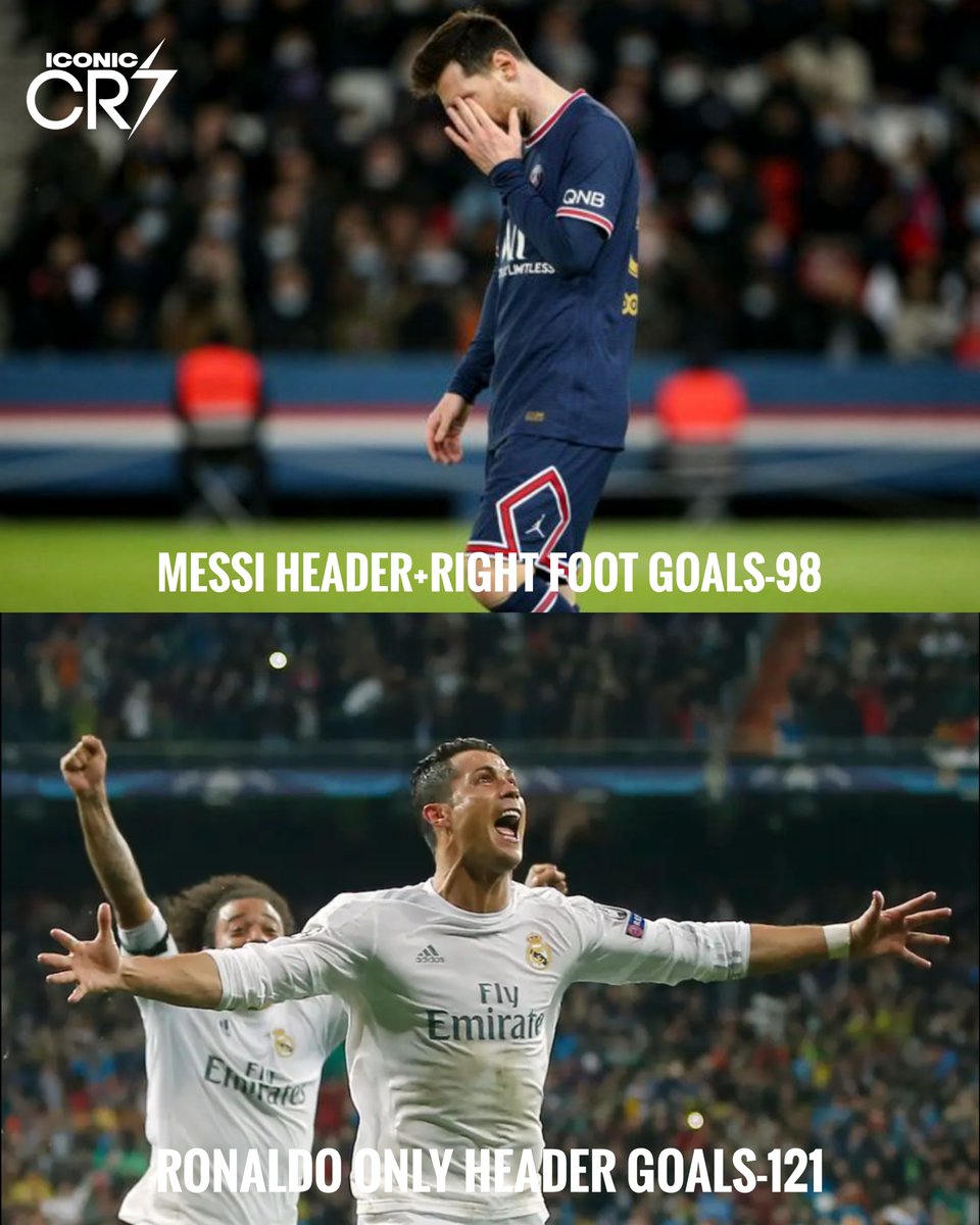 CRonaldoClips's tweet photo. Cristiano Ronaldo has scored more goals with his head than Lionel Messi has with his head and right foot combined 🇵🇹🐐. https://t.co/nkyWjOhN3o
