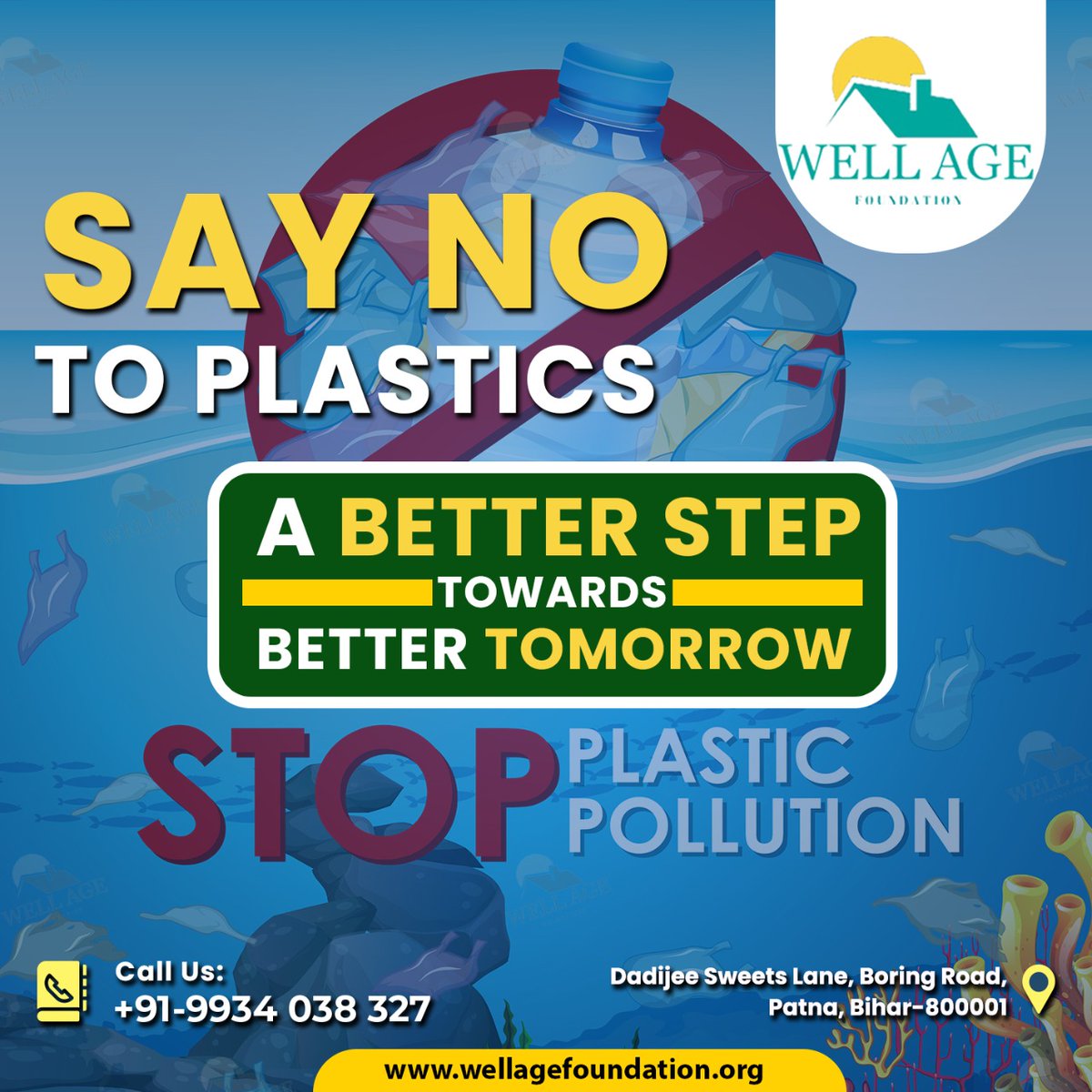 FoundationWell's tweet photo. 𝗦𝗔𝗬 𝗡𝗢 𝗧𝗢 𝗣𝗟𝗔𝗦𝗧𝗜𝗖𝗦
A BETTER STEP TOWARDS BETTER TOMORROW
𝗩𝗶𝘀𝗶𝘁 𝘂𝘀 𝗼𝗻:-  https://t.co/FvoW7MMqxi
𝗖𝗼𝗻𝘁𝗮𝗰𝘁 𝘂𝘀 𝗼𝗻:-+91-99340 38327
#welagefoundation #bestoldagehome #bestelderhome #besteldercare https://t.co/4dTLdm4qk9