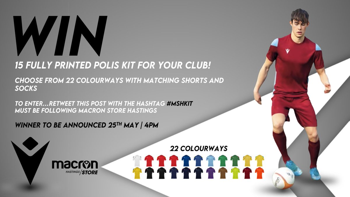 macronhastings's tweet photo. HERE WE GO !! BIG GIVEAWAY ! ⚽
15 FULLY PRINTED POLIS KITS FOR YOUR CLUB ! 
FOR FREE ! 

Also Free Printed Kit Bag To Store It All In ! 👜

JUST FOLLOW - RT THIS TWEET  - AND USE #MSHKIT 
So Easy To Get Involved ! 

Winner Announced 25th May 4pm !! 

#Bepartofourteam ! https://t.co/ZD7CelfA3W