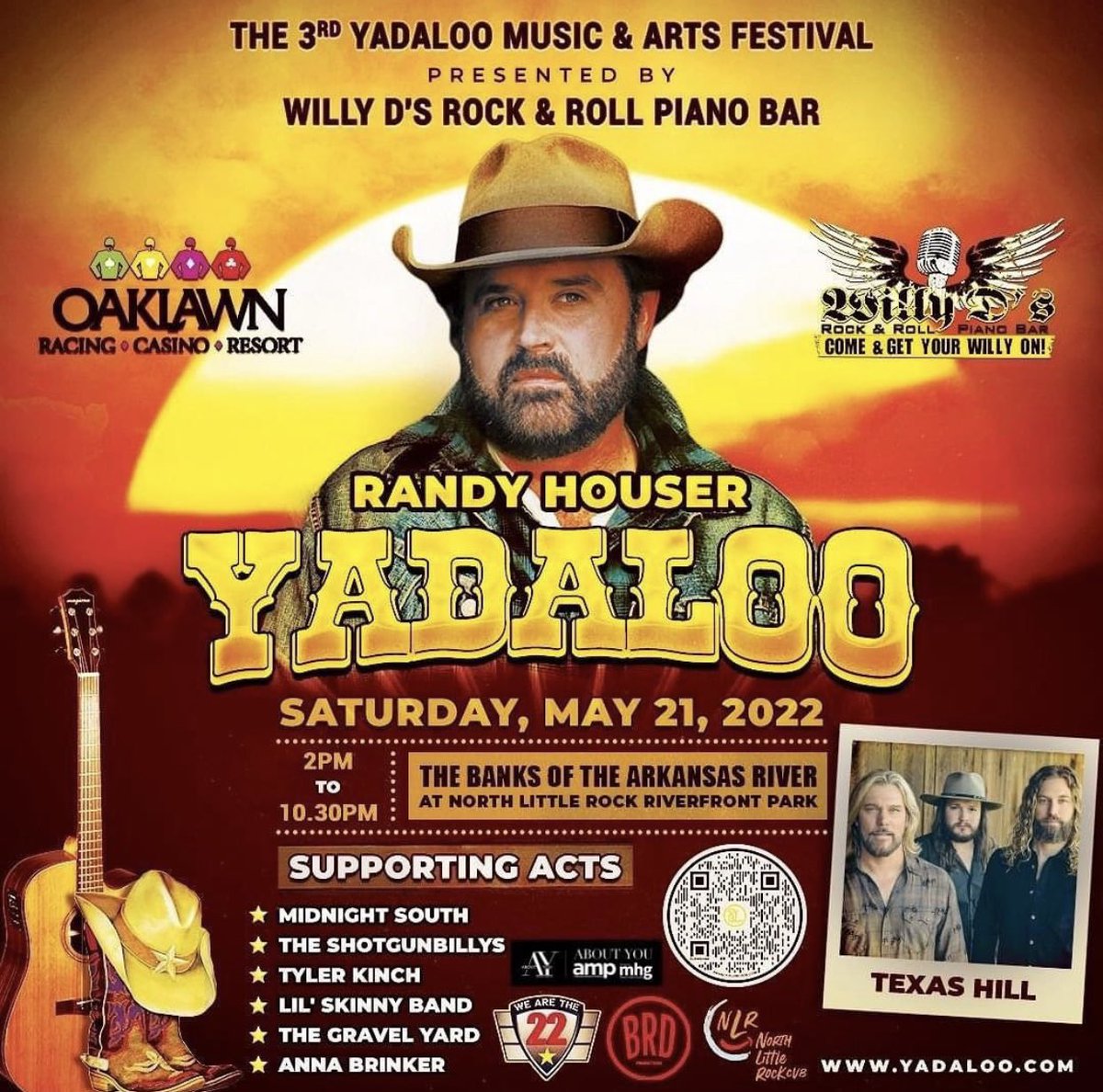 Get your tickets to the 3rd Yadaloo presented by <a href="/willydslr/">Willy D's Rock & Roll Piano Bar</a> on May 21, 2022 from 2:00-10:30 pm on the banks of the Arkansas River.

Tickets are just $27.50 until the day of. Kids 12 and under free. 

VIP tickets are going fast!

🎟 yadaloo.com

#yadaloofest