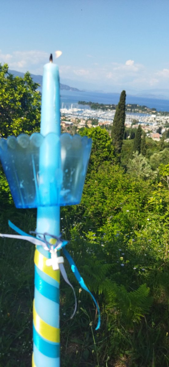 DioceseinEurope's tweet photo. "Our family decorated our Lambades in Ukraine colours" for #LightForUkraine. Thank you Lorraine from Holy Trinity Corfu for your photo and for praying alongside us last night. https://t.co/LOAnMbx2SM