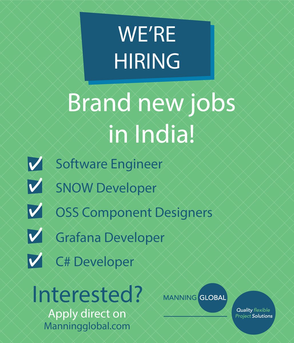 Calling all #Developers, #Engineers and #Designers! We're hiring in #India! 🇮🇳 Brand new roles just added... ... Head to ManningGlobal.com for full details & easy apply! #SoftwareEngineer #Developer #FullStackDeveloper #JavaScript #SOAP #REST #UI #Cloud #AWS #Azure