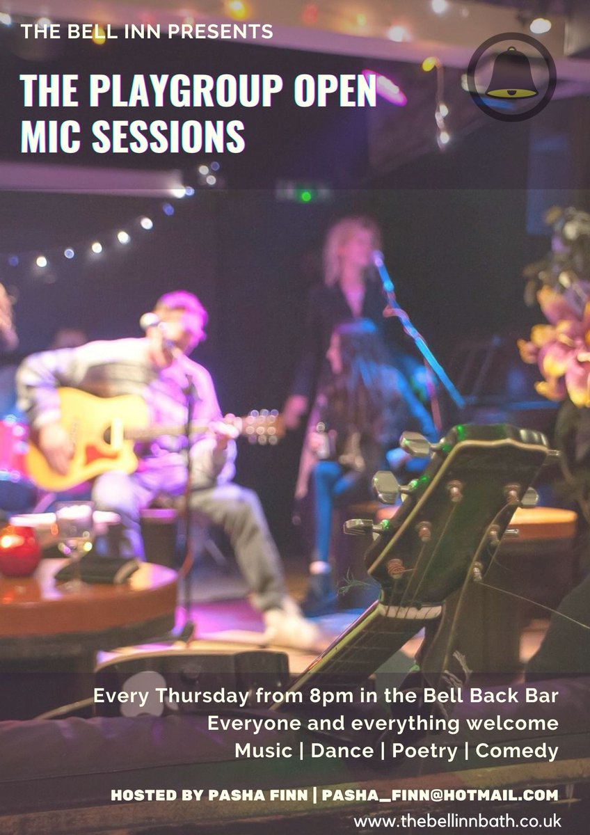 In The Bell Back Bar this evening we have The Playgroup #openmic sessions.

Everybody and everything welcome. Get here for 8pm to book a slot or email Pasha - pasha_finn@hotmail.com - to reserve a place beforehand.

We have a 2KW PA system, mics, guitars and a piano for your use.