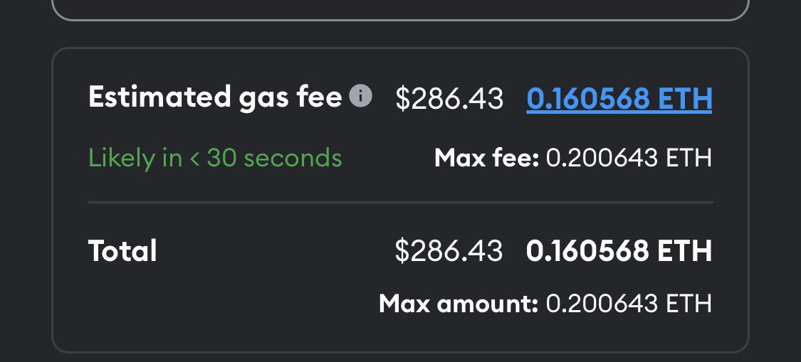 Megeny_NFT's tweet photo. so high #gasfees 🫤

#nfts #Cryptocrash #NFTCommunity #FoundationNFT https://t.co/7s5Nlz43d0