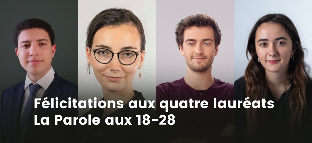 Cercle_eco's tweet photo. Félicitations aux quatre lauréats de La Parole aux 18-28 #LP1828 🎉
Le jury, présidé par @EtienneKlein, est fier de vous présenter Nacim Baouche, Marie Desbuquois, Damien Turlay et Jane Peltier: https://t.co/zkFh8YzFwO
@UnivCatholille @centralesupelec @sciencespo @Polytechnique https://t.co/MDHhUHvH5c