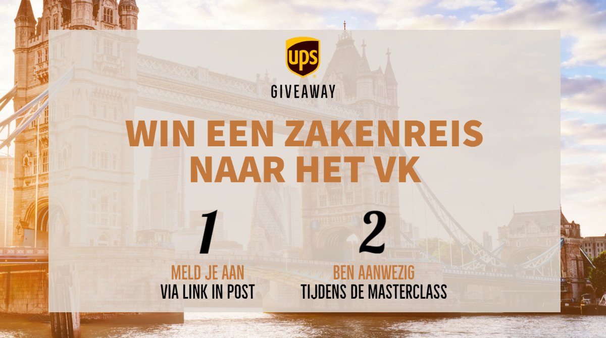 UPS_Netherlands's tweet image. GIVEAWAY // Wil jij als MKB&apos;er kansmaken op een zakenreis naar het Verenigd Koninkrijk 🇬🇧? Meld je dan aan voor de online masterclass &apos;Succesvol Exporteren naar het Verenigd Koninkrijk&apos; via bit.ly/39e2mc2 en zorg dat je op 19 mei aanwezig bent! #SamenDeWereldRond
