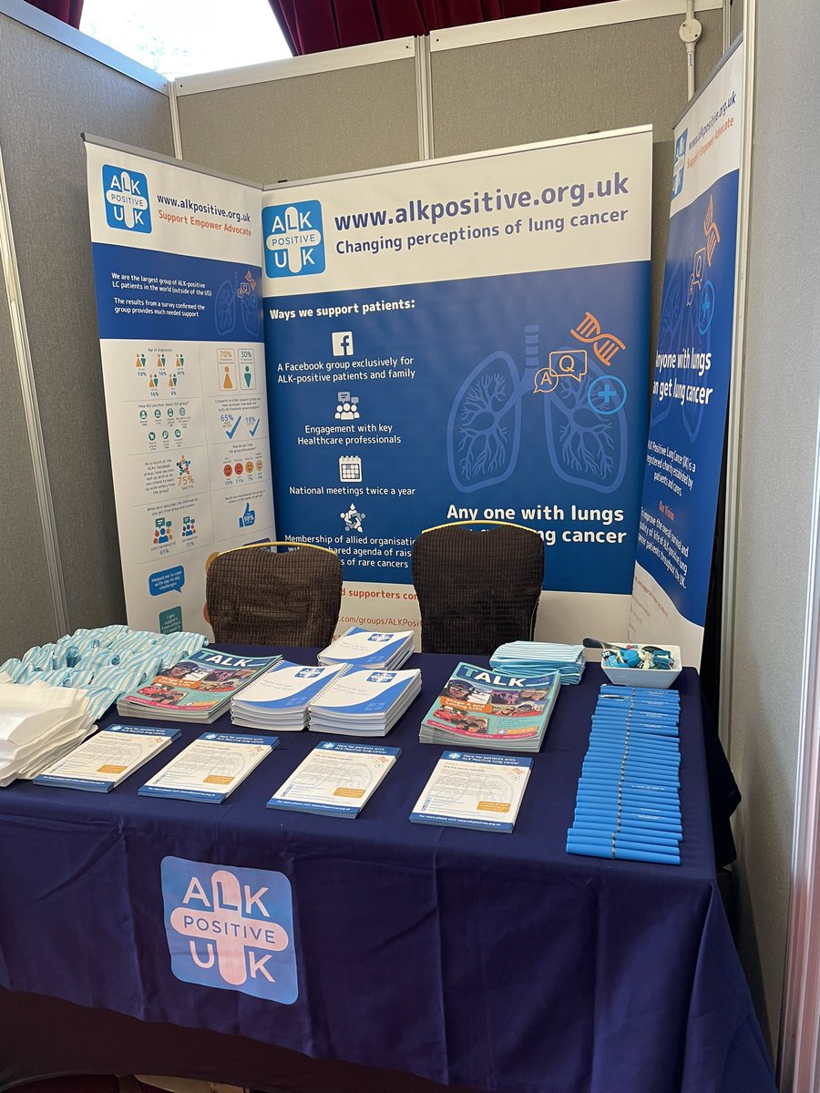 Stand all ready with lots of info about us so hoping to have lots of conversations today about how we support, empower and advocate for all ALK-positive patients across the UK with the delegates of this years <a href="/LCN_UK/">Lung Cancer Nursing UK</a> conference #lcnuk22 <a href="/LungCancerEu/">Lung Cancer Europe</a> @ALKLungCancer