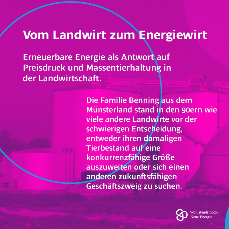 wohlstandsmotor's tweet photo. Leuchtturm in NRW: Mit #Windenergie #Photovoltaik und #Biogas hat sich Benning Agrar im Münsterland vom Landwirt zum Energiewirt diversifiziert. Der Erfolg des Betriebs zeigt: #ErneuerbareEnergie hat großes wirtschaftl. Potenzial – auch für kleinere Unternehmen! @FVBiogas