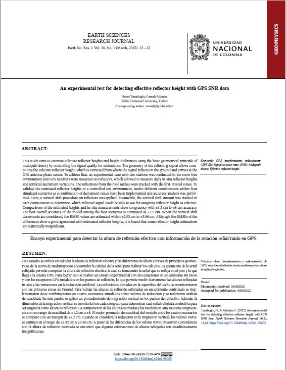 cemalialtuntas's tweet photo. Our study titled "An experimental test for detecting effective reflector height with GPS SNR data" was published online in Earth Sciences Research Journal.

https://t.co/tN3sEH24dI

#geodesy #gnss #gnssir #gnssreflections #reflectometry #gnssr https://t.co/cPzUOaACtL