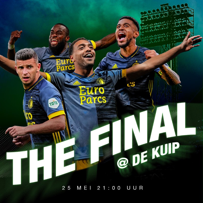 Feyenoord's tweet photo. 𝐓𝐡𝐞 𝐅𝐢𝐧𝐚𝐥 @ 𝐃𝐞 𝐊𝐮𝐢𝐩

🏟️ Finale #UECL live op grote schermen
🎶 Optredens artiesten &amp; DJ's
🎫 Kaartverkoop start 12/5 om 13:00 uur