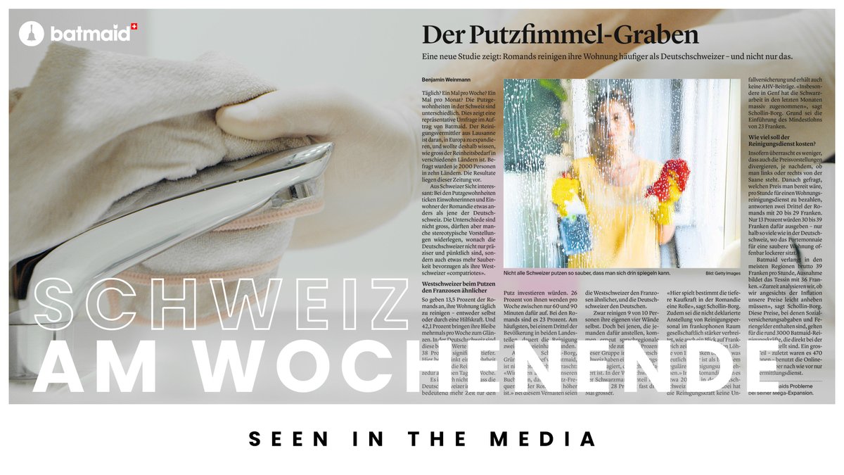 Did you know that the French part of Switzerland appears to be cleaning more often than the German one. Shocking, isn’t it?

And you, how often do you clean your home?😉