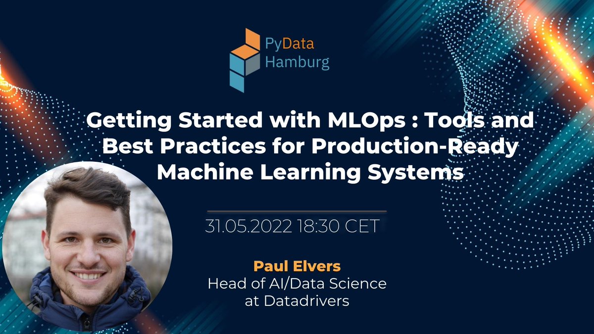 Dear PyData Hamburg Community!!!! Our next 2022 meetup will be on 31st May.😁

Sign up here ( lnkd.in/e_gKPmdu ) to join our 1st speaker Dr. @PaulElvers  on the subject: Getting Started with MLOps: Tools and Best Practices for Production-Ready Machine Learning Systems.