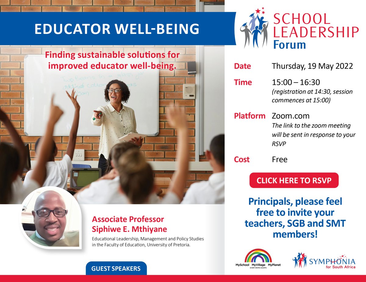 Join <a href="/SchoolLeadersSA/">School Leadership SA</a> for conversation with members of the School Community to engage on the topic ‘Educator Well-Being’. Finding sustainable solutions for improved educator well-being. RSVP to attend >>> bit.ly/38kYhCw 

#SchoolLeadership
