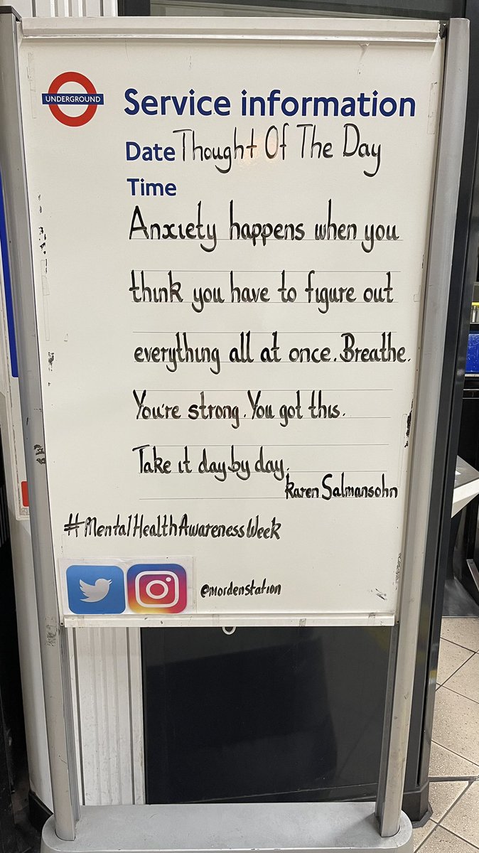 Thursday 12th May 2022 Thought Of The Day From Morden Station #MentalHealthAwarenessWeek