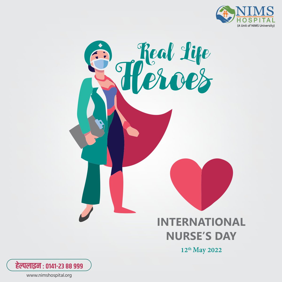 NIMShospital_'s tweet photo. Salute to all nurses for their selfless service, they are real-life heroes. 
#InternationalNurseDay #nursingday #nurses #NIMSUniversity #NIMSHospital https://t.co/PjVXAvh9L0