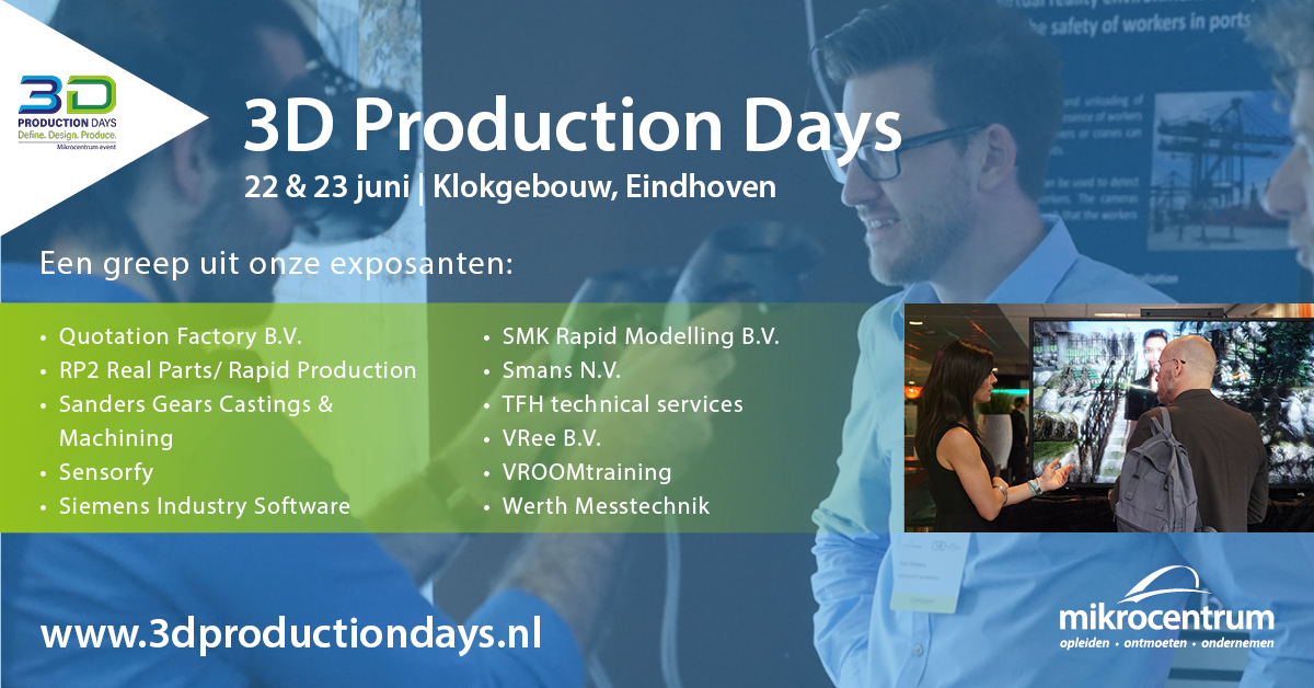 Een greep uit de exposanten die u ontmoet tijdens de 3D Production Days. Benieuwd waar u hen kunt vinden? Bekijk de plattegrond: okt.to/kuTAUF