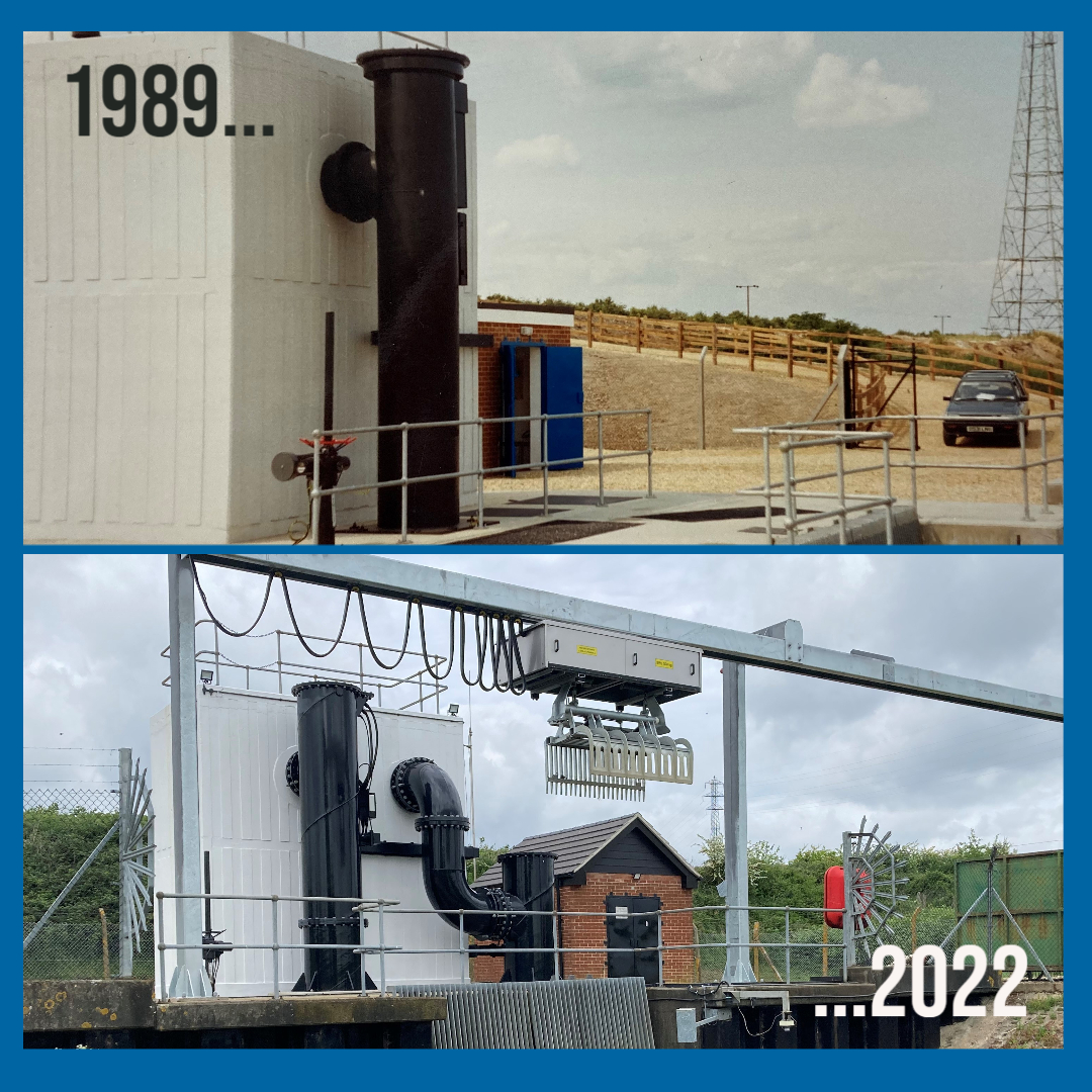 The_WMA's tweet photo. #SpotTheDifference: North Lynn Pumping Station in 1989 & earlier this week. Now we have new @bedfordpumps #PaktronicLtd control panels, @ovivo weed screen & a pitched roof by @NobleRoofing1 Grant aid funded by @EnvAgency with contributions from #KLIDB π https://t.co/8MXN6FDboM