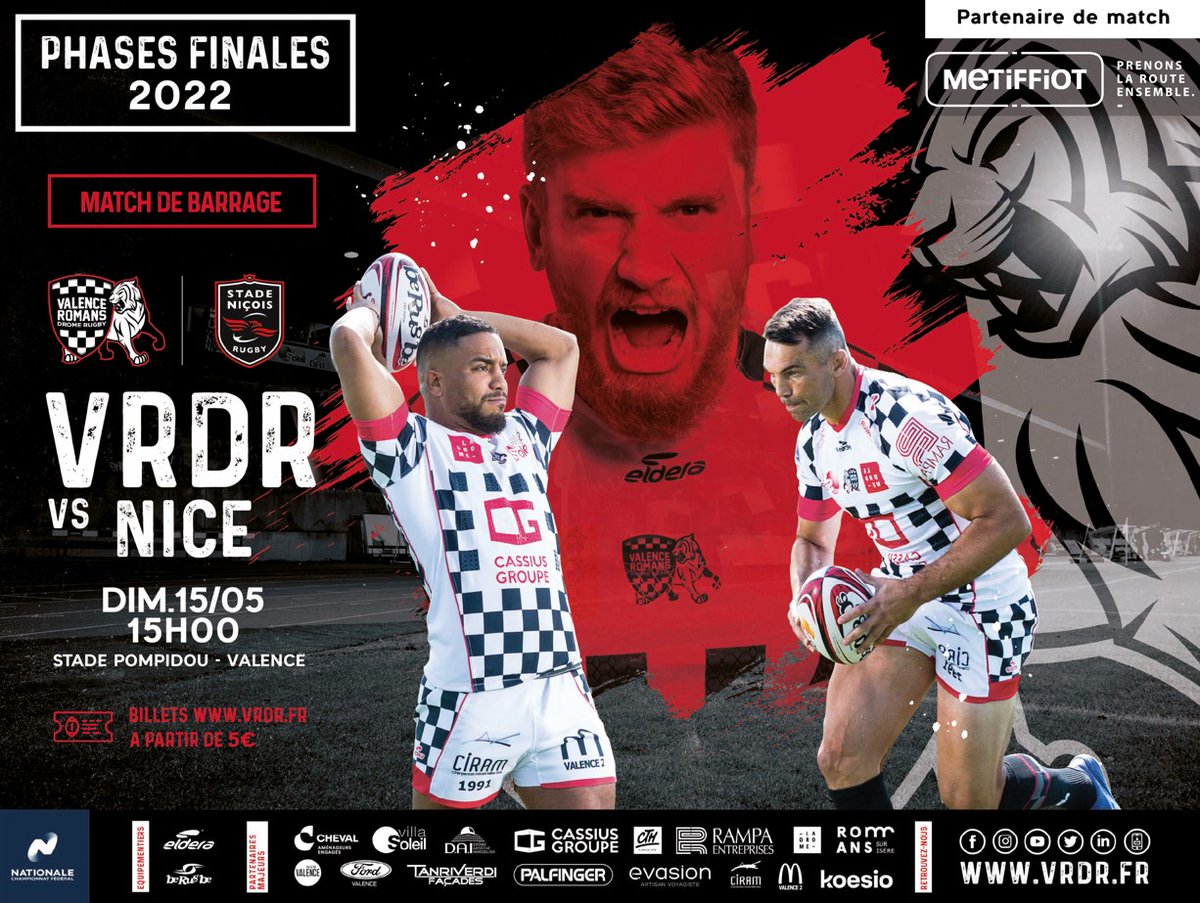 VRDRrugby's tweet photo. [𝗕𝗔𝗥𝗥𝗔𝗚𝗘 : 𝗩𝗥𝗗𝗥 ⚡️ @stadenicois]

Les phases finales débutent dans 3 jours !

Pour aider les Damiers à obtenir cette qualification pour les demi-finales, le public devra être survolté et pousser depuis les tribunes 🗣

#ALLEZDAMIERS #TEAMVRDR #VRDRSN https://t.co/D5H04i0KxQ